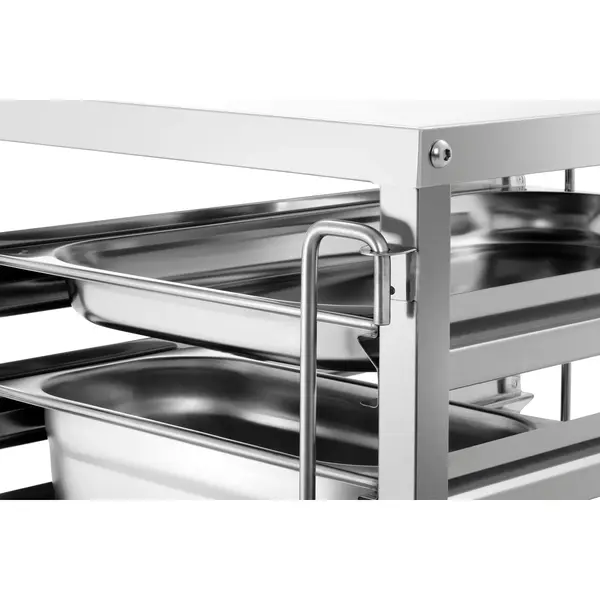 Regaalwagen | RVS | 7 Etages (1/1 GN) + Bovenblad | Wielen (Geremd) | 450x670x1000(h)mm