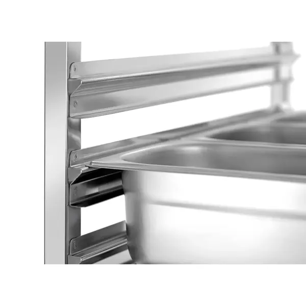 Regaalwagen | RVS | 18 Etages (1/1 GN) | Wielen (Geremd) | Inschuifbaar | 445x670x1890(h)mm