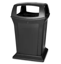 Rubbermaid Afvalbak | RANGER | Kunststof | Zwart | 170.3L | Open | 630x630x1054(h)mm 