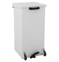 DutchDesign Pedaalemmer | CARRO | Aluminium | Wit | 110L | Klapdeksel | HACCP | Wielen | 390x390x800(h)mm