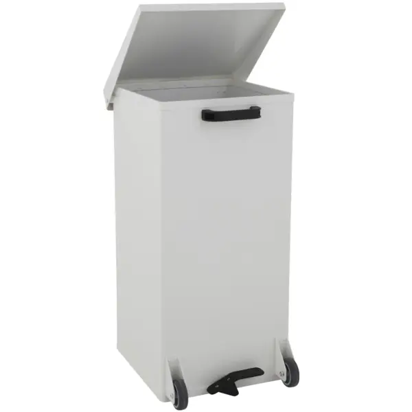 Pedaalemmer | CARRO | Aluminium | Wit | 110L | Klapdeksel | HACCP | Wielen | 390x390x800(h)mm