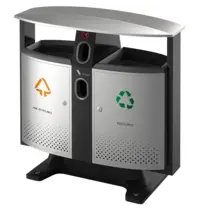 V-Part Afvalscheidingsstation | Staal | Zwart/Grijs | 78L | Open | Afvalscheiding | 1030x420x1000(h)mm