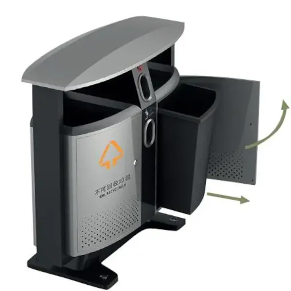 Afvalscheidingsstation | Staal | Zwart/Grijs | 78L | Open | Afvalscheiding | 1030x420x1000(h)mm