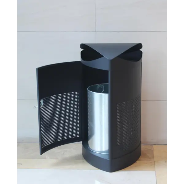 Afvalbak | Staal | Zwart | 60L | Open | 495x500x960(h)mm