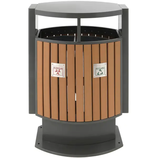 Afvalscheidingsstation | Kunststof/Staal | Grijs/Houtlook | 78L | Open | Afvalscheiding | 700x400x1000(h)mm