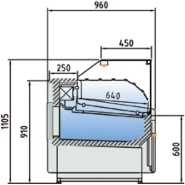 Koeltoonbank | CVE-SERIE | -1°C/+5°C | Statisch | Gekoelde Reserve | Kantelruit | 1505x960x1105(h)mm