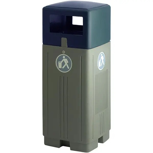 Afvalbak | Kunststof | Grijs/Blauw | 110L | Inworpvak