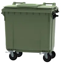 Luxus Afvalbak | Kunststof | Groen | 770L | Klapdeksel | Wielen (Geremd) | 1373x776x1365(h)mm