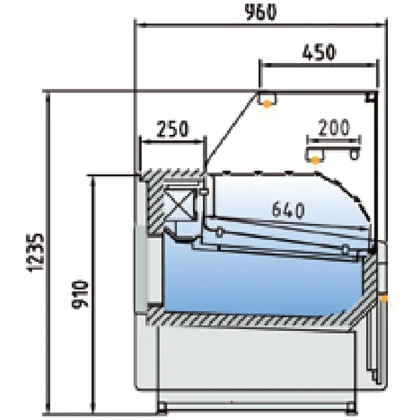 Koeltoonbank | CVE-SERIE | -1°C/+5°C | Statisch | Gekoelde Reserve | Kantelruit | 1265x960x1235(h)mm