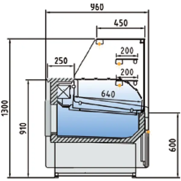 Koeltoonbank | CVE-SERIE | -1°C/+5°C | Statisch | Gekoelde Reserve | Kantelruit | 2945x960x1300(h)mm