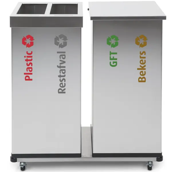 Verrijdbaar Onderstel | RVS | DutchDesign afvalbakken | Dubbel Uitvoering| 785x365x84(h)mm