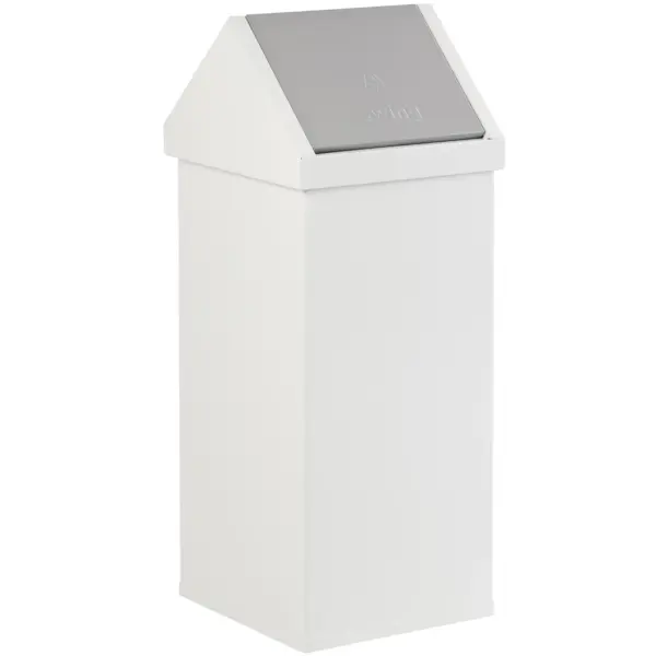 Afvalbak | CARRO | Aluminium | Wit | 110L | Tuimeldeksel | 360x360x1000(h)mm