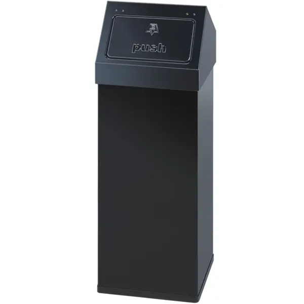 Afvalbak | CARRO | Aluminium | Zwart | 110L | Duwdeksel | 390x390x1000(h)mm