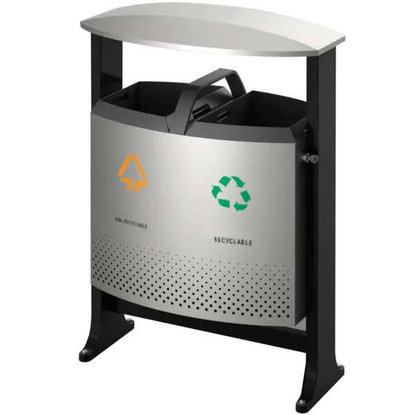 Afvalscheidingsstation | Staal | Zwart/Grijs | 78L | Open | Afvalscheiding | 720x405x1000(h)mm
