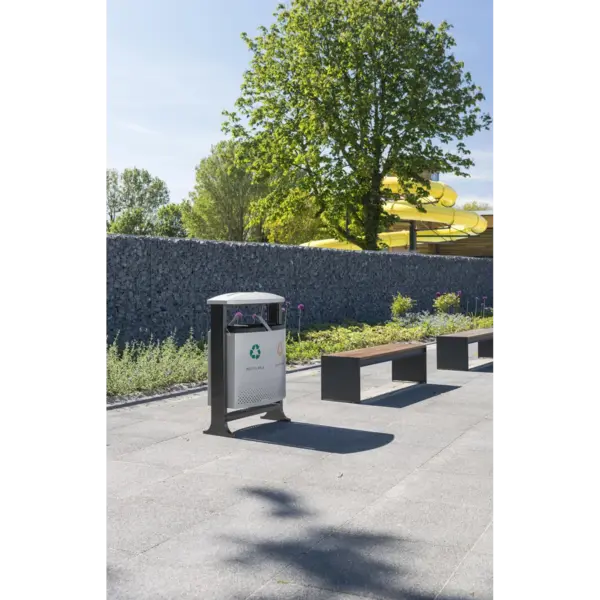 Afvalscheidingsstation | Staal | Zwart/Grijs | 78L | Open | Afvalscheiding | 720x405x1000(h)mm