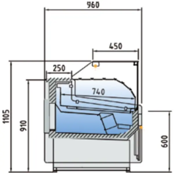 Koeltoonbank | CVE-SERIE | -1°C/+5°C | Geforceerd | Gekoelde Reserve | Kantelruit | 1505x960x1105(h)mm