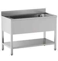 Diamond Spoeltafel | STANDARD LINE EVO | RVS | 1 Grote Spoelbak (Midden) | Bodemschap | Achteropstand | Zelfmontage | 1200x700x865/965(h)mm 