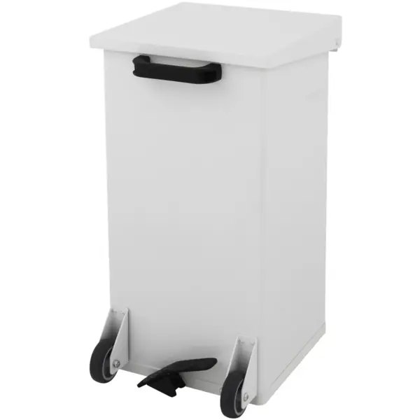 Pedaalemmer | CARRO | Aluminium | Wit | 55L | Klapdeksel | HACCP | Wielen | 300x300x600(h)mm