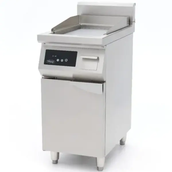 Inductie Bak-/Grillplaat | Glad Oppervlak 320x460 (Staal) | 80°C/300°C | 5kW (400V) | Gesloten Onderkast | 400x700x990(h)mm