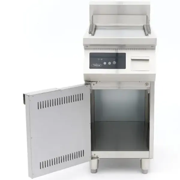 Inductie Bak-/Grillplaat | Glad Oppervlak 320x460 (Staal) | 80°C/300°C | 5kW (400V) | Gesloten Onderkast | 400x700x990(h)mm