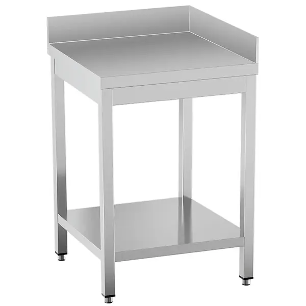 Hoekwerktafel | STANDARD LINE EVO | RVS | Bodemschap | Achteropstand | Zelfmontage | 700x700x865/965(h)mm