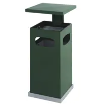 V-Part Afvalbak + Asbak | Staal | Groen | 70L | Open | 395x395x910(h)mm 