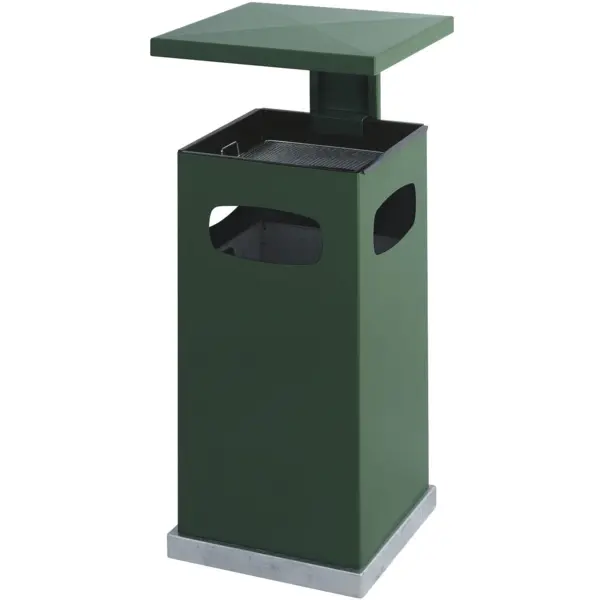 Afvalbak + Asbak | Staal | Groen | 70L | Open | 395x395x910(h)mm