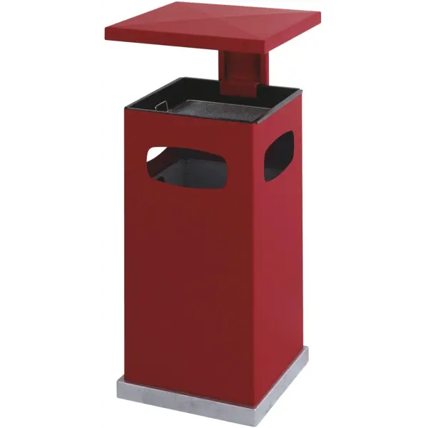 Afvalbak + Asbak | Staal | Rood | 70L | Open | 395x395x910(h)mm