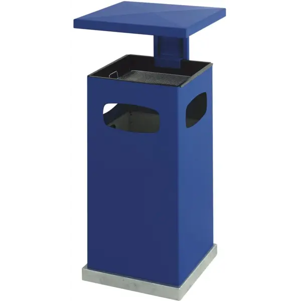 Afvalbak + Asbak | Staal | Blauw | 70L | Open | 395x395x910(h)mm
