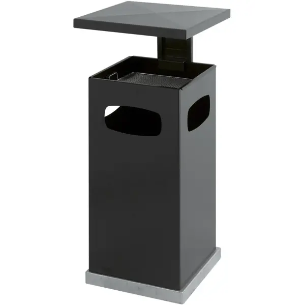 Afvalbak + Asbak | Staal | Antraciet | 70L | Open | 395x395x910(h)mm