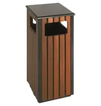 V-Part Afvalbak | Staal/Kunststof | Zwart/Houtlook | 36L | Open | 350x350x810(h)mm