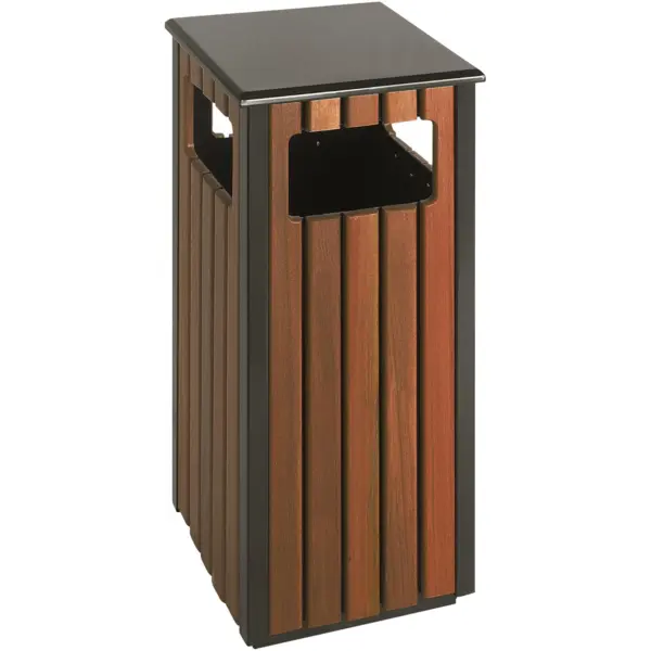 Afvalbak | Staal/Kunststof | Zwart/Houtlook | 36L | Open | 350x350x810(h)mm