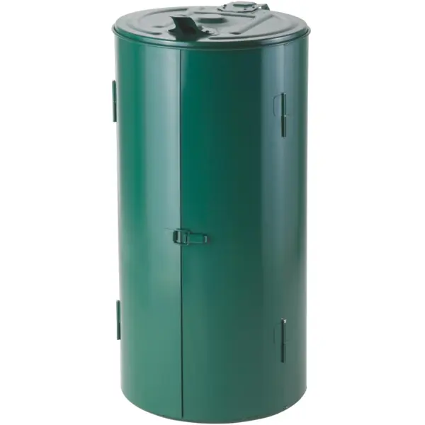 Afvalzakhouder | Metaal | Groen | 120L | Klapdeksel | Ø485x1000(h)mm