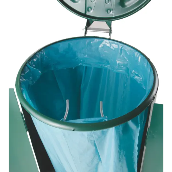 Afvalzakhouder | Metaal | Groen | 120L | Klapdeksel | Ø485x1000(h)mm
