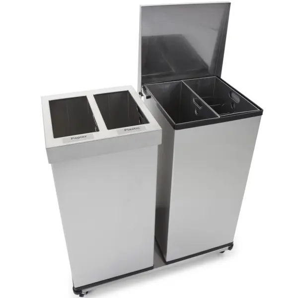 Afvalbak | CARRO | RVS | 110L | Klapdeksel | Afvalscheiding | 360x360x760(h)mm