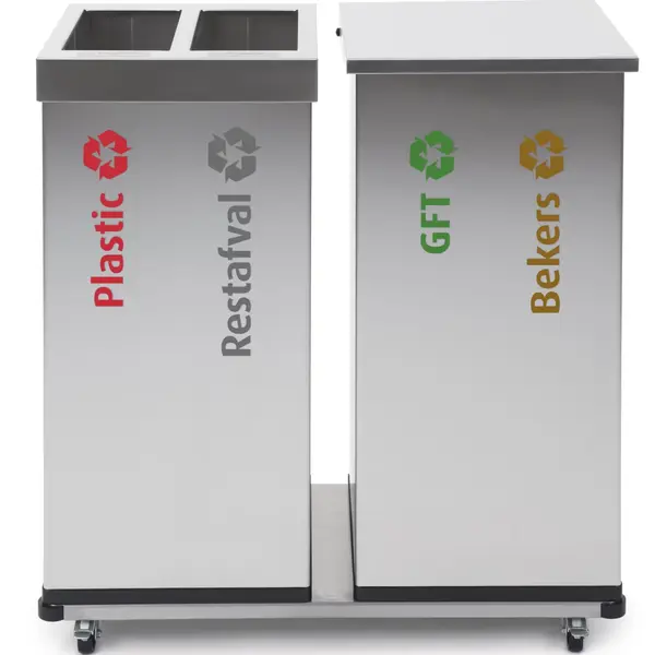 Afvalbak | CARRO | RVS | 110L | Open | Afvalscheiding | 360x360x765(h)mm