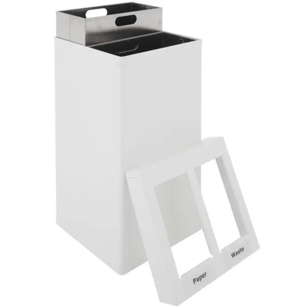 Afvalbak | CARRO | Aluminium | Wit | 110L | Open | Afvalscheiding | 360x360x765(h)mm