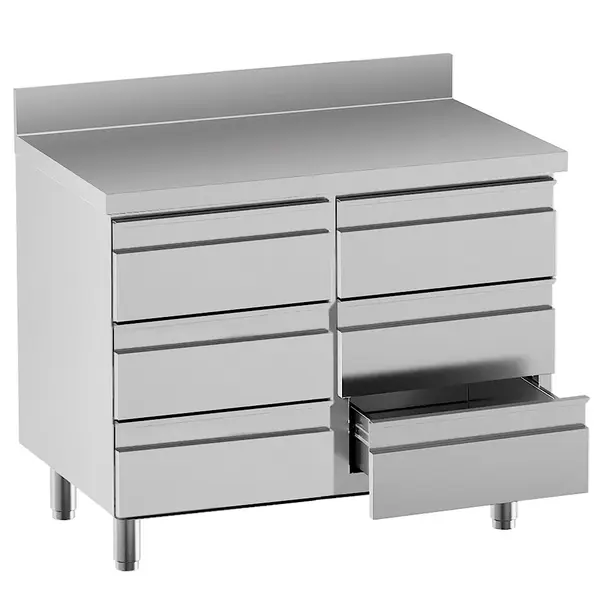 Werkbank | STANDARD LINE EVO | RVS | Laden | Achteropstand | 1000x700x865/965(h)mm