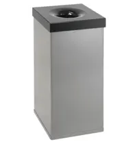 DutchDesign Afvalbak | CARRO | Aluminium/RVS | Grijs/Zwart | 110L | Open | Vlamdovend | 370x370x765(h)mm