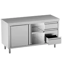 Diamond Werkbank | STANDARD LINE EVO | RVS | Schuifdeuren + Laden (Rechts) | 1600x700x865(h)mm