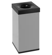 DutchDesign Afvalbak | CARRO | Aluminium/RVS | Grijs/Zwart | 55L | Open | Vlamdovend | 300x300x600(h)mm