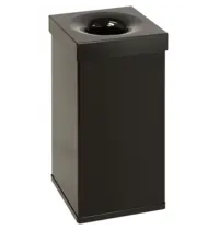 DutchDesign Afvalbak | CARRO | Aluminium/RVS | Zwart | 55L | Open | Vlamdovend | 300x300x600(h)mm