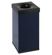 DutchDesign Afvalbak | CARRO | Aluminium/RVS | Blauw/Zwart | 55L | Open | Vlamdovend | 300x300x600(h)mm