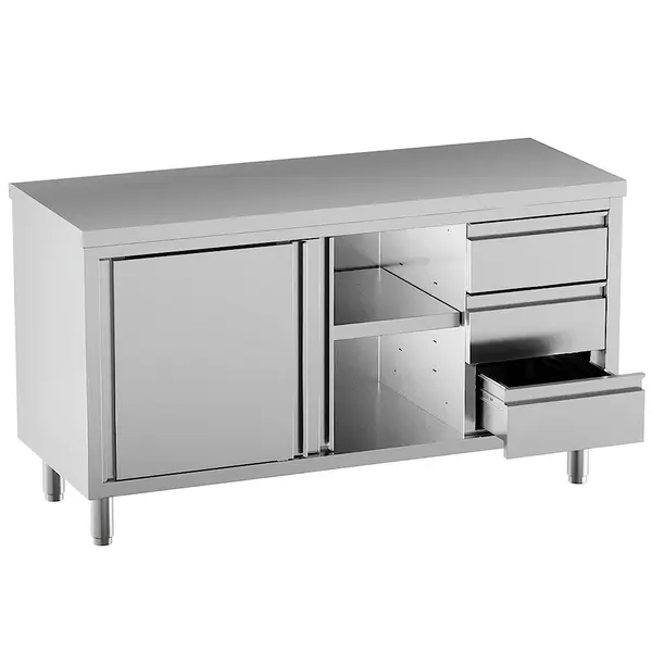 Werkbank | STANDARD LINE EVO | RVS | Schuifdeuren + Laden (Rechts) | 2000x700x865(h)mm