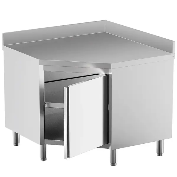 Hoekwerkbank | STANDARD LINE EVO | RVS | Draaideur | Achteropstand | 1000x1000x865/965(h)mm