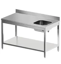 Diamond Cheftafel | STANDARD LINE EVO | RVS | Spoelbak (Rechts) | Bodemschap | Achteropstand | Zelfmontage | 1400x700x865/965(h)mm