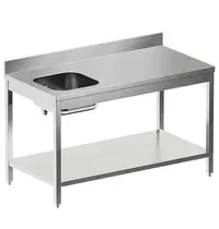 Diamond Cheftafel | STANDARD LINE EVO | RVS | Spoelbak (Links) | Bodemschap | Achteropstand | Zelfmontage | 1800x700x865/965(h)mm 