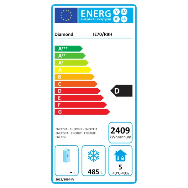 Vrieskast | GOLD LINE EVO | 700L (2/1 GN) | RVS | -15°C/-25°C | Geforceerd | Wielen (Geremd) | 720x840x2020(h)mm