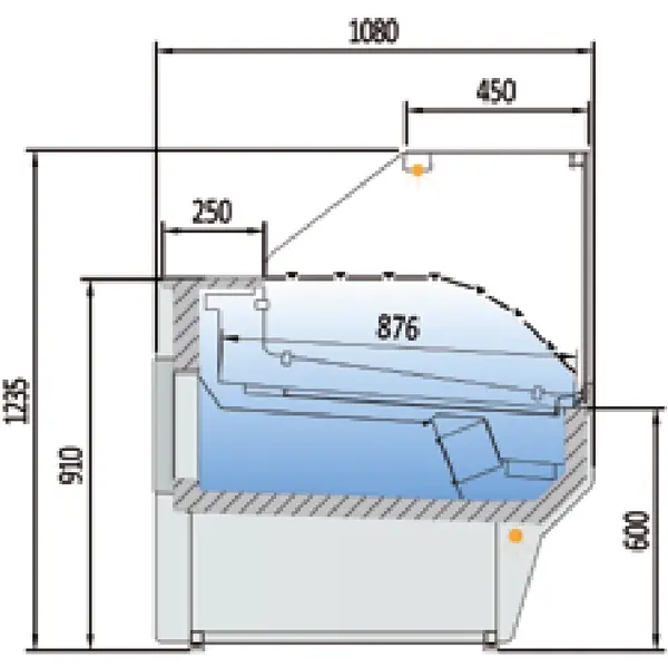 Koeltoonbank | CVE-SERIE | -1°C/+5°C | Geforceerd | Gekoelde Reserve | Kantelruit | 2465x1080x1235(h)mm
