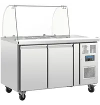 Polar Saladette | U-SERIE | 282L | 2 Deur (1/1 GN) | Boven 2x 1/1 GN | -2°C/+8°C | Geforceerd | Glasopzet + Snijblad | Wielen (Geremd) | 1360x700x1360(h)mm